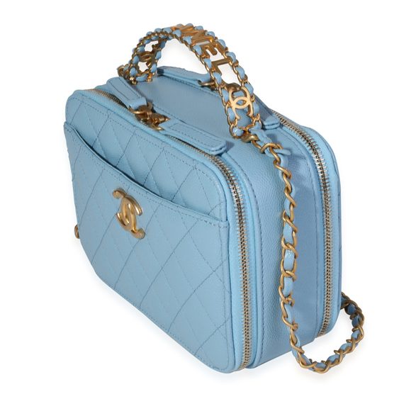 Chanel Light Blue Quilted Caviar Chanel Top Handle Vanity Case - Picture 2 of 5